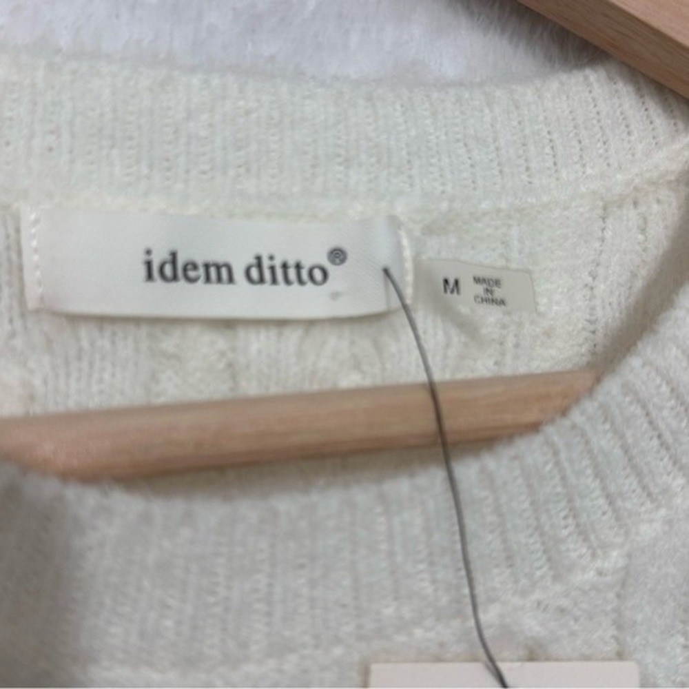 New IDEM DITTO‎ cozy soft cable knit cream sweater mini dress medium fall winter - Picture 7 of 10